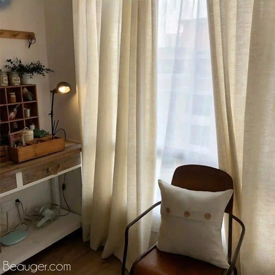 Rideau lin beige en Coton et lin | Beauger Intemporel-Beauger-1