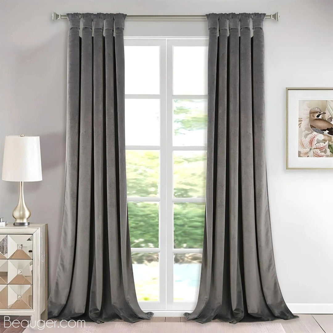 Rideaux à pattes gris en Coton et polyester | Beauger Lumière-Beauger-1