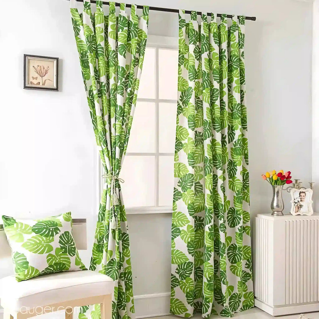 Rideaux verts à pattes en Coton et lin | Beauger Lumière-Beauger-1